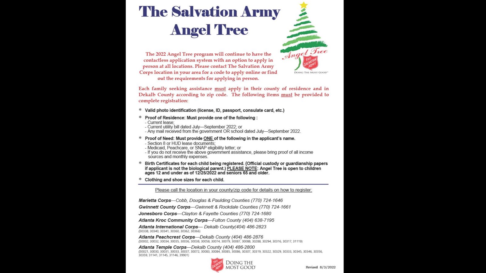 Salvation Army Angel Tree Requirements